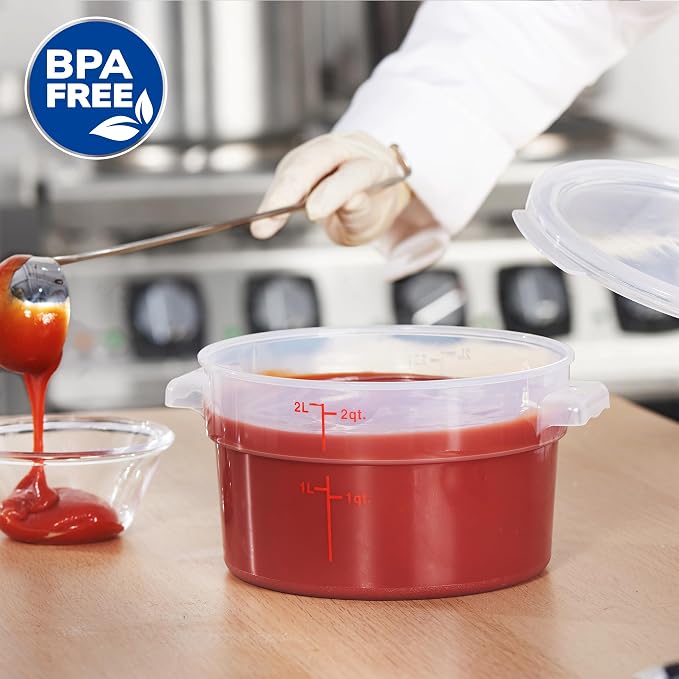 2 Quart Translucent Round Food Storage Container with Lid, Pack of 4 – NSF Listed, BPA-Free, Commercial-Grade Polypropylene, Freezer & Dishwasher Safe, Non-Stick, Easy-Read Graduations - Image 3