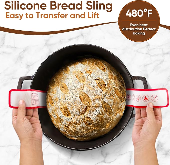 Sourdough Starter Kit, Round & Oval Banneton Bread Proofing Baskets | Sourdough baking kit with starter jar, dough whisk, scraper & bread sling. Sourdough bread baking supplies for home bakers. - Image 6