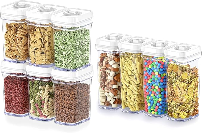 DWËLLZA KITCHEN Airtight Food Storage Containers Set - 10 PC Set - For Kitchen Pantry Organization and Storage - BPA-Free - Clear Plastic Dry Food Canisters with Improved Lids, Keeps Food Fresh. by DW%C3%8BLLZAKITCHEN