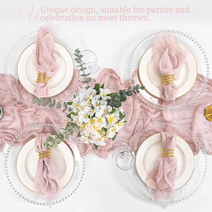 100 Pack Dusty Pink Cloth Napkins 20x20Inch Cheesecloth Napkins | Elegant Cloth Napkins for Table, Washable Rustic Boho Gauze Napkins, for Wedding Party Bridal Baby Shower Dinner Table Decor - Image 7
