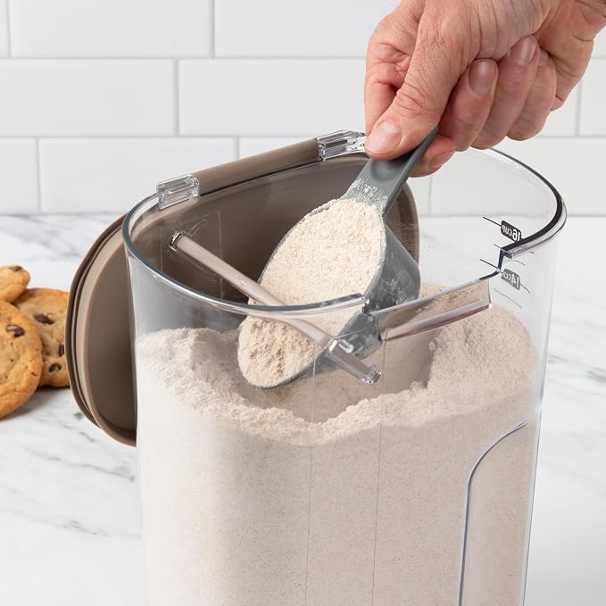 ProKeeper+ Airtight Food Storage Container Set – Clear Plastic Flour and Sugar Canister Set with Magnetic Accessories for Kitchen Organization (Taupe, 9-Piece) - Image 8