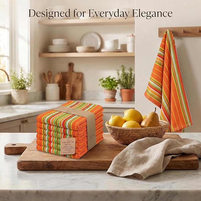 Urban Villa Kitchen Towels Cotton Dish Towels 20”x30” (Set of 6) Orange - Image 5