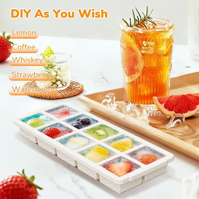 Silicone Freezer Trays with Lid (4-Pack), 1-Cup, 2-Cup, 1/2-Cup & 2-Tbsp Silicone Freezer Molds, Stackable Soup Freezer Meal Prep Containers,Ice Cube Tray for Making Sauce,Smoothies,Yogurt Bites - Image 6