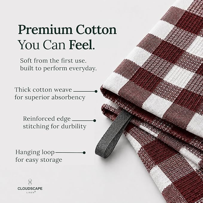 CSL Premium Kitchen Towels Set of 6,Highly Absorbent,Quick Dry,18x28, Rust - Image 2