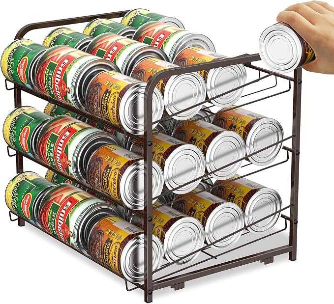 BTY Can Organizer for Pantry Stackable 2 Pack, Can Storage Organizer Rack Stacking Can Dispensers Small Space Holds up to 36 Cans for Pantry, Kitchen, Cabinet- Brown - Image 6