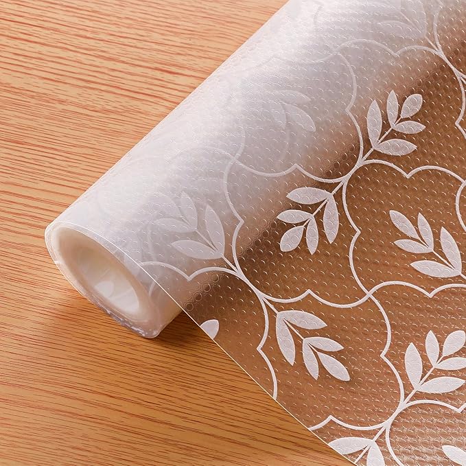 Cooyes Drawer and Shelf Liner, Non-Adhesive Shelf Liners for Kitchen Cabinets, Thick Strong Grip Mats for Desk, Shelves, Bathroom Drawers, Fridge, Cabinet Protection（17.5" W x 360" L） by Cooyes