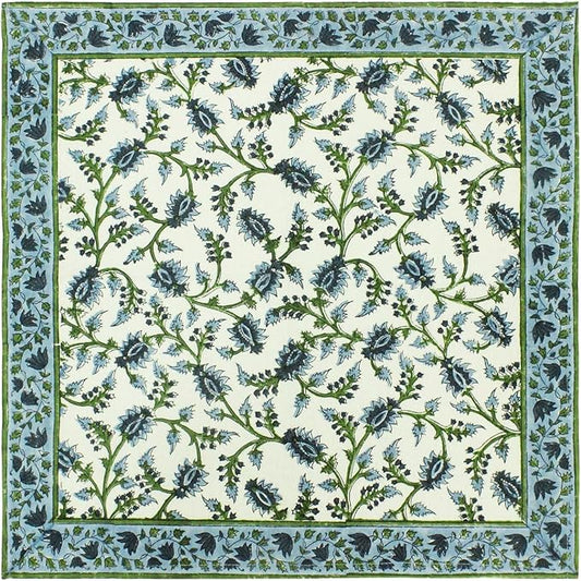 20x20 Inches Cotton Napkins Set of 4, Blue Green, Washable Hand Block Printed Reusable Cloth Napkins for Dinning, Party, Wedding, Home Decor Fall by HomeSpunCrafts