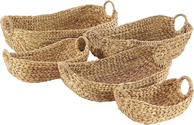 Deco 79 Seagrass Handmade Decorative and Functional Storage Basket Basket Organizer with Metal Handles, Set of 5 Basket for Storage 23", 21", 19", 16", 12"W, Brown - Image 11