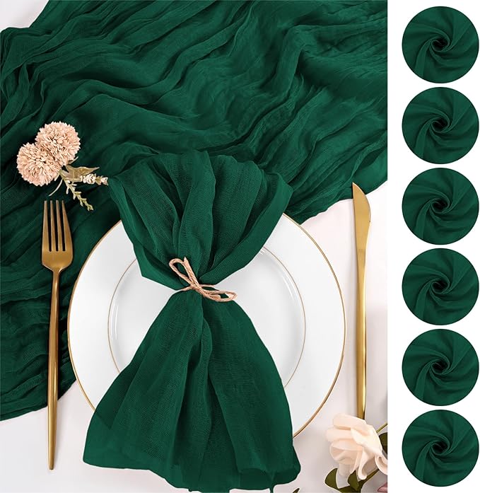 50 Pack Emerald Green Napkins 20x20Inch Cheesecloth Napkins | Elegant Cloth Napkins for Table, Washable Rustic Boho Gauze Napkins, for Wedding Party Bridal Baby Shower Christmas Decor by Lumaycens
