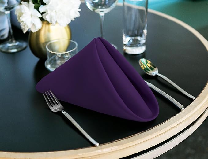 Utopia Home [24 Pack, Purple] Cloth Napkins 17x17 Inches, 100% Polyester | Hemmed Edges, Washable and Reusable Ideal for Parties, Weddings and Dinners - Image 9
