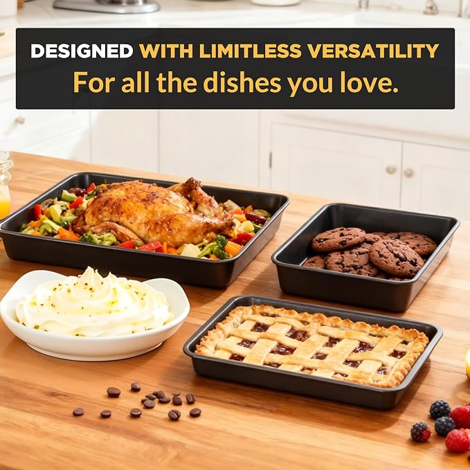 Saker 3-Piece Heavy Duty Carbon Steel Baking Sheets Set Non-Stick | | Cookie Sheets,Oven Safe, Even Heating, for Baking, Roasting, Cooking – Professional Grade (Black) - Image 4