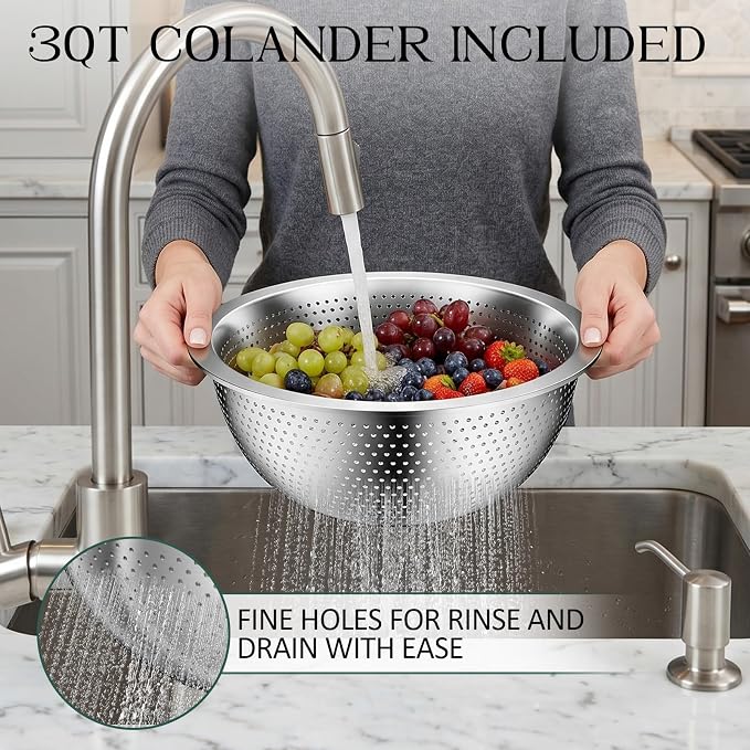 DUTZUN Colorful Mixing Bowls with Strainer, Mixing Bowl with Lids Set, Stainless Steel Mixing Bowls, Kitchen Gadgets Salad Bowls with Strainer for Mixing & Preping & Serving - Image 5