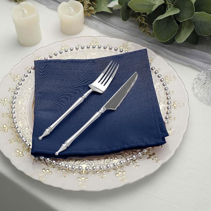 Efavormart Premium Cloth Napkins Set of 25, 17x17 Inch Navy Blue Violet Seamless Dinner Napkins, Washable Linen Table Napkin Cloth with Hemmed Edges for Weddings, Party and Banquet - Image 8