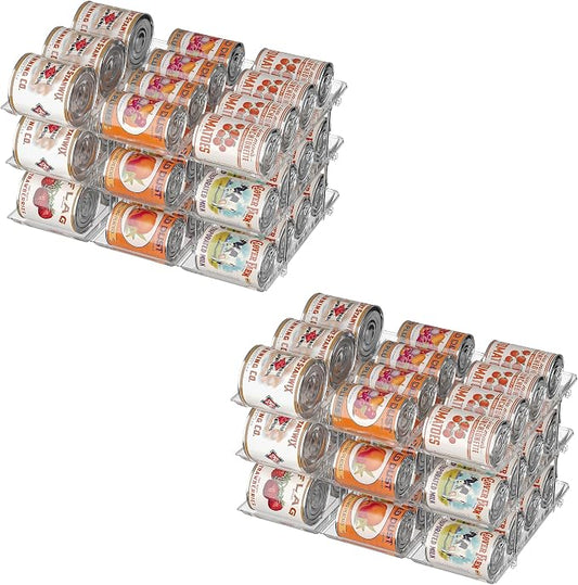 Can Organizer for Pantry, Stackable Food Pantry Storage Rack, 6 Tier | Automatic Rolling, Modular Storage, Clear Acrylic, Holds 72 Cans for Pantry, Cabinet & Fridge, Space Saving, Easy to Refill by TrendyBin