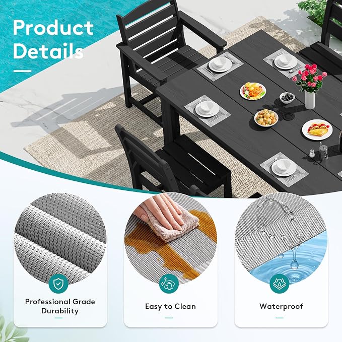 SERWALL 6-Pack Heat Resistant Placemats, Non-Slip Woven Vinyl Table Mats, Washable & Durable for Daily Meals, Indoor & Outdoor Use, Light Gray - Image 2