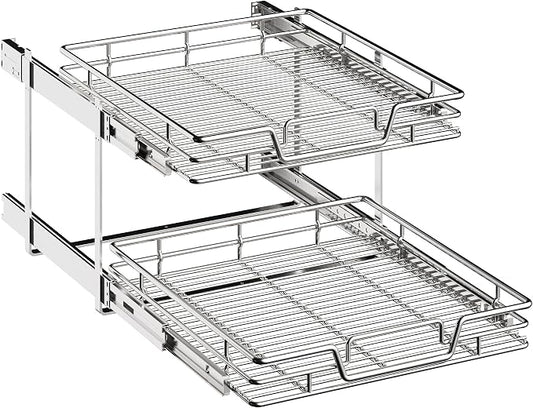 2-Tier Kitchen Cabinet Pull Out Shelf and Drawer Organizer Slide Out Pantry Storaqe Basket in Multiple Sizes (20" Wx 21" D,) by Unknown