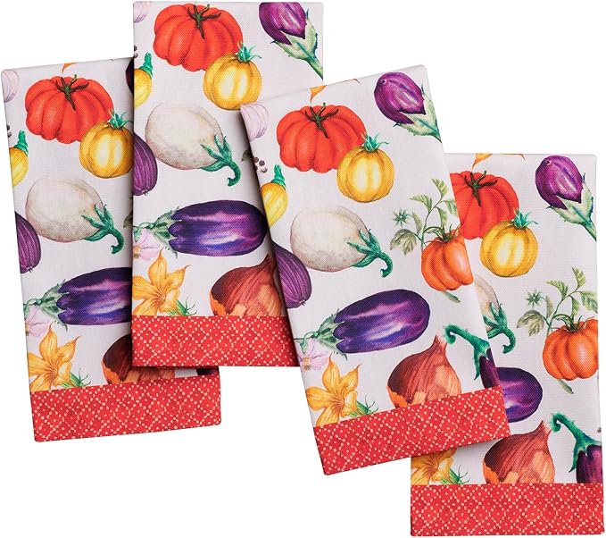 Maison d' Hermine Cloth Napkins Set of 4 Reusable 100% Cotton (18" x 18") | Everyday Square Napkins Cloth Washable Dinner Party Wedding Restaurant Hotel Kitchen Spring Summer - Ratatouille by MaisondHermine