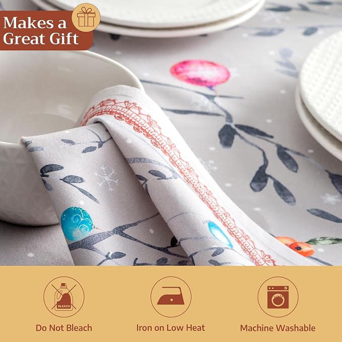Maison d' Hermine Cloth Napkins Set of 4 Reusable 100% Cotton (20" x 20") | Everyday Square Napkins Cloth Washable Dinner Wedding Restaurant Hotel Kitchen Thanksgiving Christmas - Fairy Christmas - Image 5