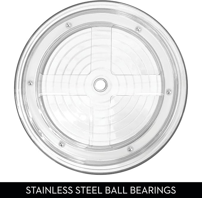 iDesign 9-Inch Plastic 2-Tier Lazy Susan Turntable, Set of 2, Clear/Chrome | Kitchen and Bathroom - Image 4