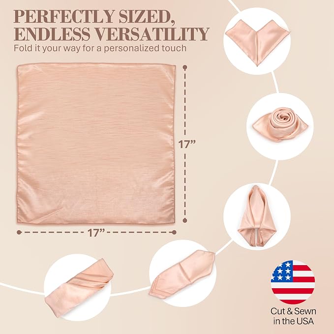 17x17-Inch Shantung Cloth Napkins, Ice Peach, Set of 24 - Image 6