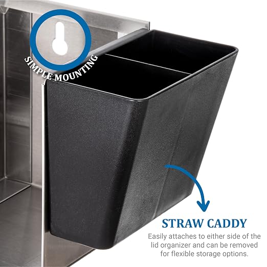 San Jamar Lid Organizer with Adjustable Dividers for Restaurants and Fast Food, Plastic, 14.5 Inches, Silver - Image 2