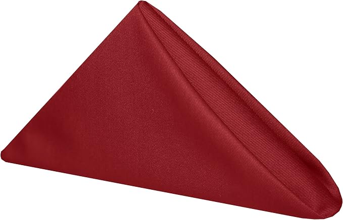 17x17-Inch Square Twill Cloth Napkins, Red, Set of 12 | Bulk Case of 1 Dozen, Poly-Cotton, 50% Cotton / 50% Polyester Fabric, Diagonal Twill Weave, Soft Cotton Hand by UltimateTextile