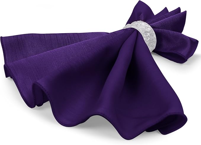 17x17-Inch Shantung Satin Cloth Napkins, Purple, Set of 36 | Bulk Case of 3 Dozen, Square, 100% Polyester Fabric, Reversible, Faux Dupioni Silk Reverse Side, Machine Washable - Image 7