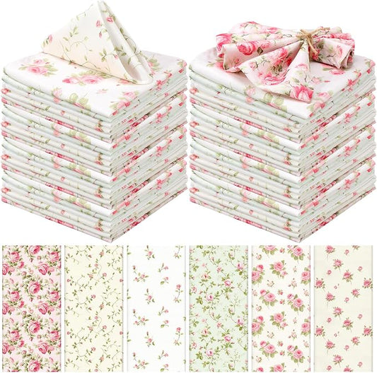24 Pcs Floral Cloth Napkins 6 Patterns Washable Dinner Tea Party Napkins Reusable Plant Flowers Square Napkin Cotton Towel Decorative for Summer Wildflower Party(Pink Rose) by Unknown