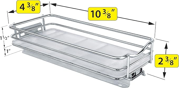LYNK PROFESSIONAL® Pull Out Spice Organization for Cabinets - 4-3/8 inch Wide – Spice Rack for Inside Cabinets, Slide Out Spice Rack Organizer for cabinet – Pull Out Spice Rack, Sliding 1 Tier Chrome - Image 5
