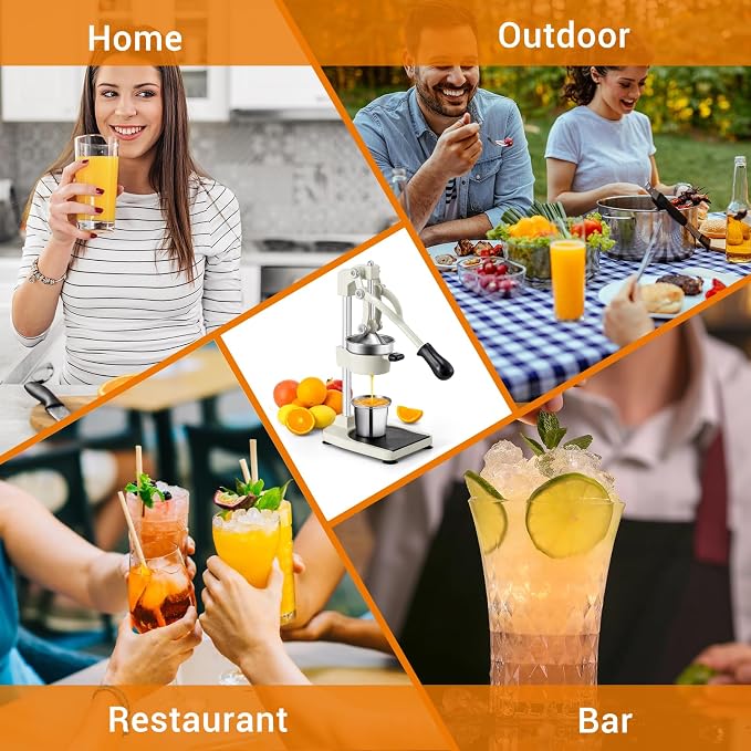 TONGCHANT Cast Iron Manual Juicer for Orange Lemon & Pomegranate, 17" Tall | Heavy Duty Orange Juicer Squeezer, Citrus Press, Hand Press Juicer, Stainless Steel Cup, Easy to Clean, White - Image 7