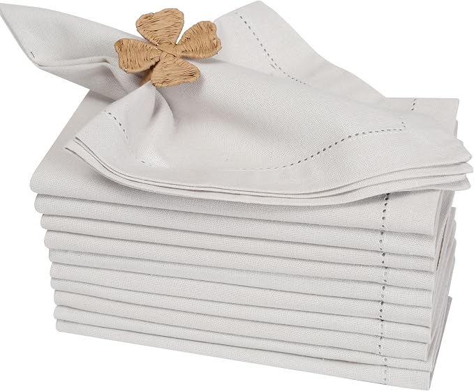 Bedding Craft Cotton Dinner Cloth Napkins Set of 12 – 18x18 Apricot Gelato Moonstruck Hemstitched – Machine Washable Fabric Napkins for Weddings, Baby Showers, Thanksgiving & Gifting by BeddingCraft