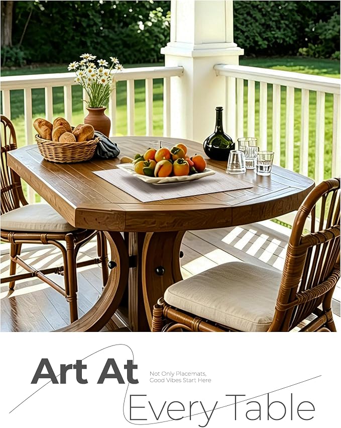 Leetaltree Pale Beige Placemats Set of 4 - Heat Resistant Non-Slip Place mats for Dining Table, Washable Durable PVC Vinyl Woven Table Mats（Pale Beige, 4） - Image 8
