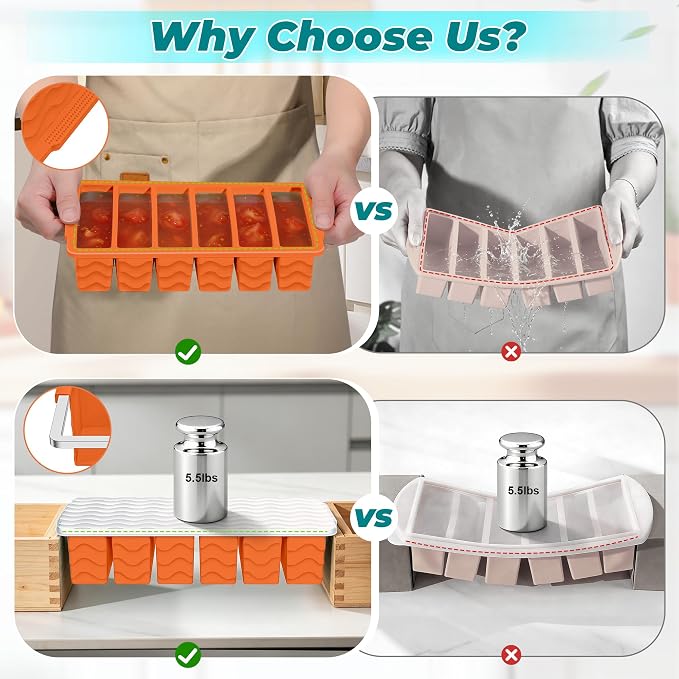 Silicone Freezer Molds for Food, 5-Pack with Steel Rim for Meal Prep | 100% Food-Grade Silicone, BPA-Free, Oven and Dishwasher Safe. Perfect for Freezing Lasagna, Casseroles, Soups & Sauces - Image 3