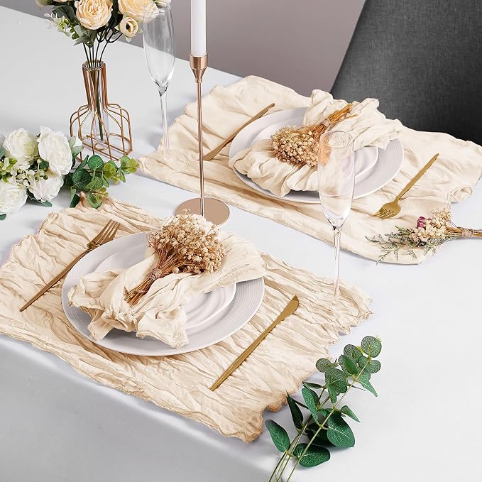 LZY 30 Pack Gauze Cheesecloth Napkins 20x20 Inch Dinner Cloth Napkins, Soft Boho Table Napkins Rustic Wrinkled Cheese Cloth Napkins Bulk for Wedding Party Baby Shower Event Decor (Ivory) - Image 6