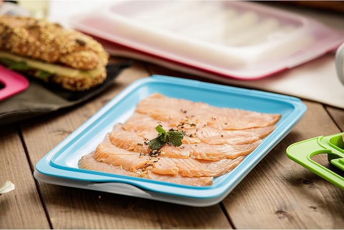 TATAY Set 4 cold meat container, with lid and body removed, in four colours, reusable and stackable, made of BpA-free plastic - Image 3