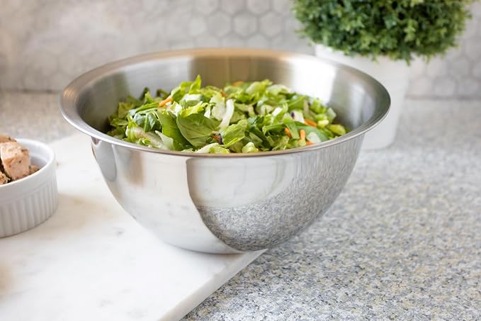 Fox Run Stainless Steel Large Mixing Bowl, 10.25 x 5.25 inches, 4.25 Quart Capacity | Prep, Mix & Serve | 4.25 Quart Capacity | Durable Stainless Steel | Dishwasher Safe | Smudge & Scratch Resistant Bowl - Image 4