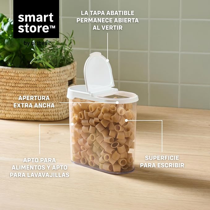 SmartStore Cereal Storage Containers, Set of 2 x 1.7 L | Stackable, Clear, Flip Lid | BPA-Free Kitchen Storage Containers | Pantry Food Storage Containers | Cereal Dispenser, Granola, Pasta, Rice - Image 3