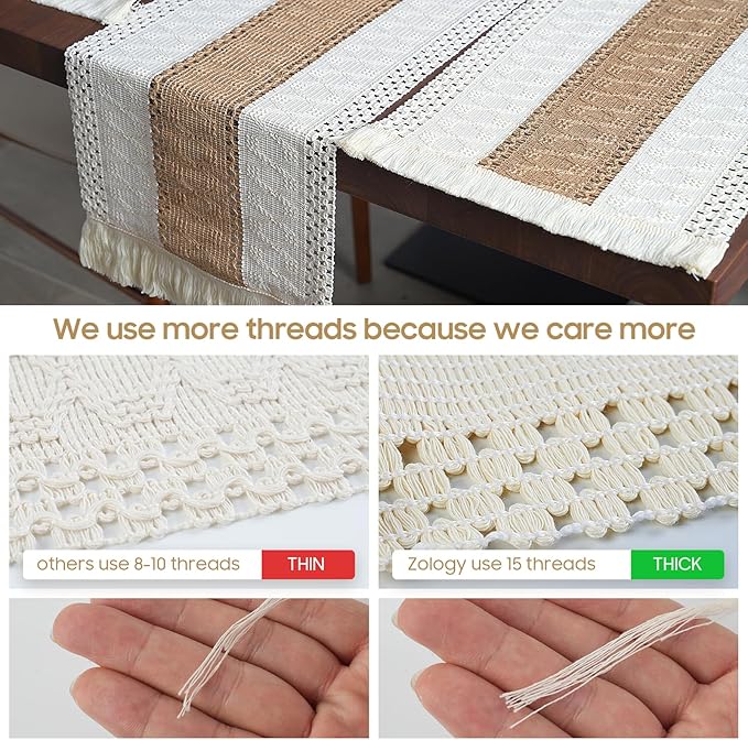 Placemats Set of 6,Natural Round Placemats with Table Runner & Napkin Rings | Made of Cotton Burlap and Corn Husk,Protective,Heat-Resistant,Non-Slip Boho Table Mats Fall Placemats for Dining Table Décor - Image 5