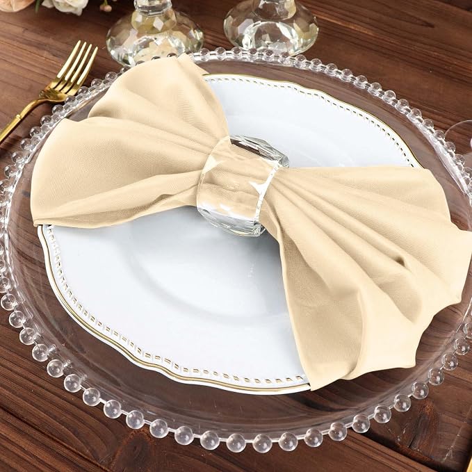 Efavormart Premium Cloth Napkins Set of 5, 20x20 Inch Beige Seamless Dinner Napkins, Washable Linen Table Napkin Cloth with Hemmed Edges for Weddings, Party and Banquet - Image 8