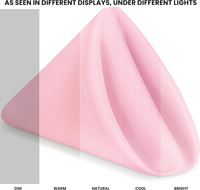 Utopia Home [24 Pack, Pink] Cloth Napkins 17x17 Inches, 100% Polyester | Hemmed Edges, Washable and Reusable Ideal for Parties, Weddings and Dinners - Image 3