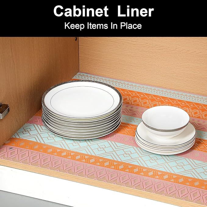 Cooyes Shelf Liners for Kitchen Cabinets Waterproof & Oil-Proof Kitchen Cupboard Mats Non-Slip Drawer Mats EVA Material Non Adhesive Fridge Liner for Shelves（11.8" W x 236" L） - Image 4