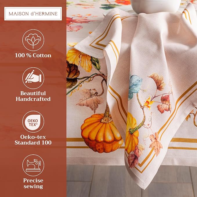 Maison d' Hermine Cloth Napkins Set of 4 Reusable 100% Cotton (20" x 20") | Everyday Square Napkins Cloth Washable Dinner Wedding Restaurant Hotel Kitchen Thanksgiving Christmas - Potiron - Image 2