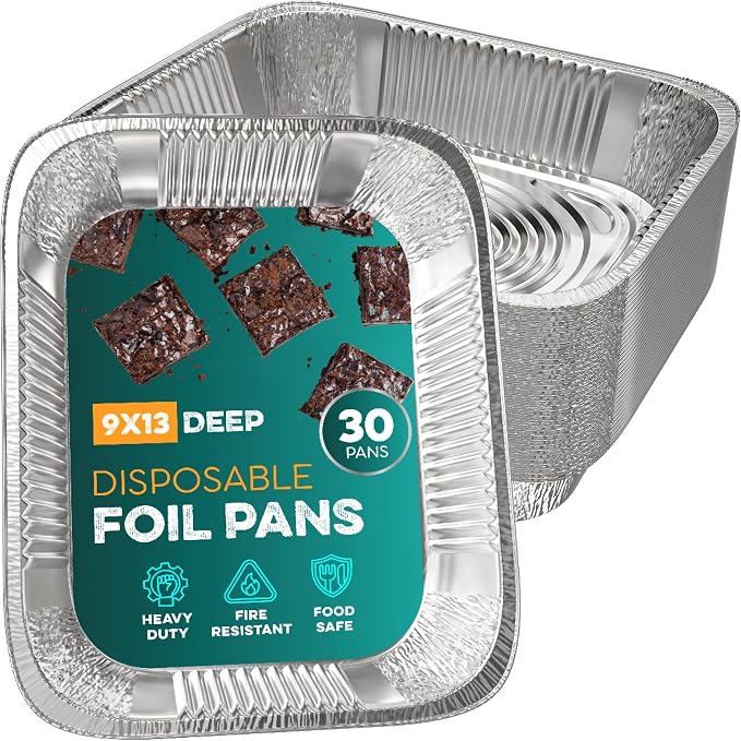 Aluminum Pans 9x13 [30 Pack] - Disposable Pans for Baking, BBQ Grilling, Roasting, Cake Serving, Catering, Steam Table Chafing - Image 2