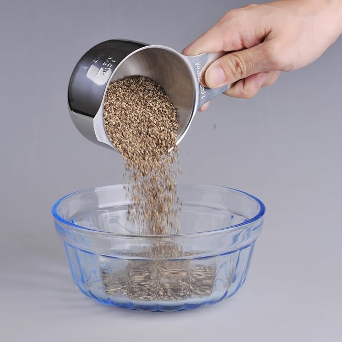 Measuring Cups Set 7, 18/8 Stainless Steel Measuring Cups for Kitchen & Baking, Metric & US Measure Cups for Dry and Liquid, Metal Measuring Tools with 1/8, 1/4, 1/3, 2/3, 3/4 Measure Cups - Image 3