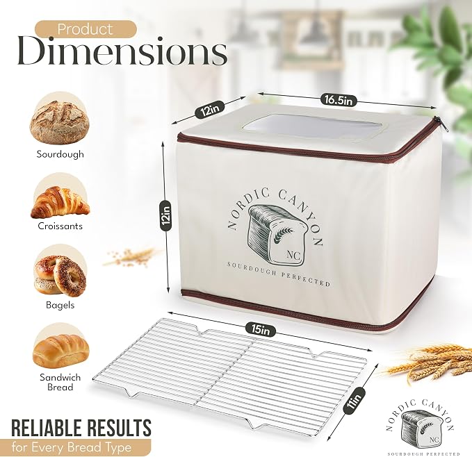 Bread Proofing Box, Beige | Sourdough Proofer, Temperature Control 68–120°F, 24-Hour Timer, Foldable Countertop, Dough Fermentation - Image 5