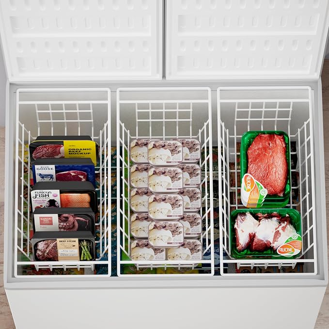 SANNO Chest Freezer Baskets Organizer, Deep Freezer Baskets Bin Sturdy Metal Wire freezer storage Organizer for Home Kitchen,16.5in - Image 4