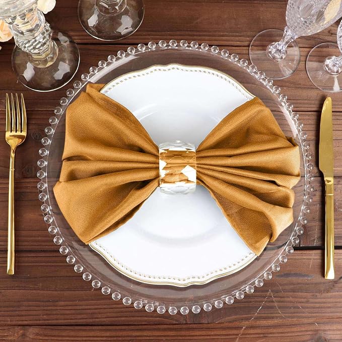 Efavormart Premium Cloth Napkins Set of 100, 20x20 Inch Gold Seamless Dinner Napkins, Washable Linen Table Napkin Cloth with Hemmed Edges for Weddings, Party and Banquet - Image 6