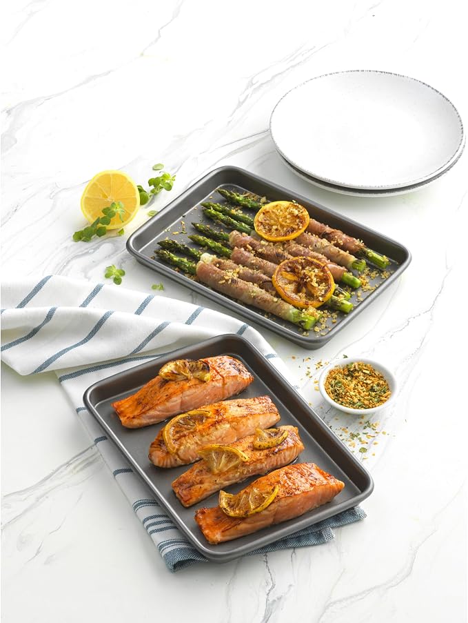 GoodCook Everyday Toaster Oven Mini Baking Sheets Set of 2 Set of 2 Heavy-Gauge Steel Baking Pans with Scratch-Resistant Nonstick, 9 x 6.2-Inch, Gray - Image 5