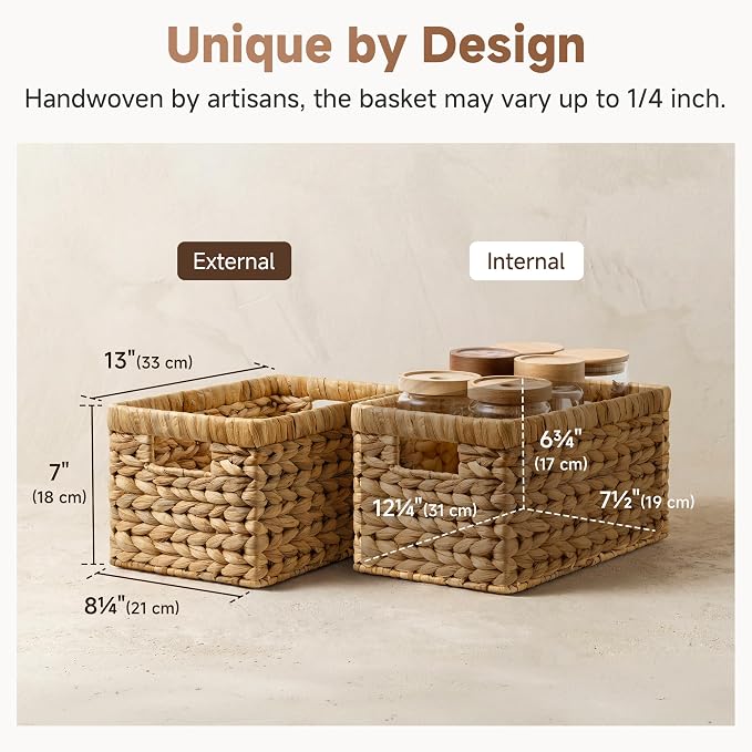 StorageWorks Wicker Baskets, Wicker Storage Baskets for Shelves, 2-Pack | Hyacinth Wicker Baskets for Storage, Woven Baskets for Organizing, Woven Baskets for Storage, Pantry Organizers and Storage - Image 3