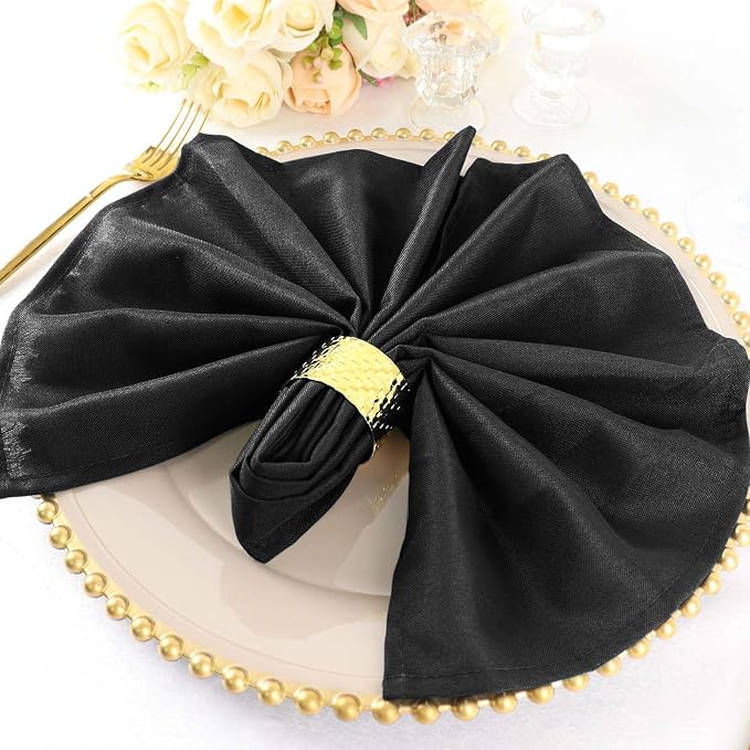 Efavormart Premium Cloth Napkins Set of 10, 20x20 Inch Black Violet Seamless Dinner Napkins, Washable Linen Table Napkin Cloth with Hemmed Edges for Weddings, Party and Banquet - Image 5